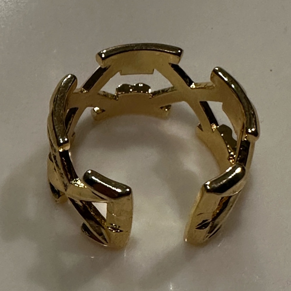 Off White Adjustable Gold Plated Ring - image 3